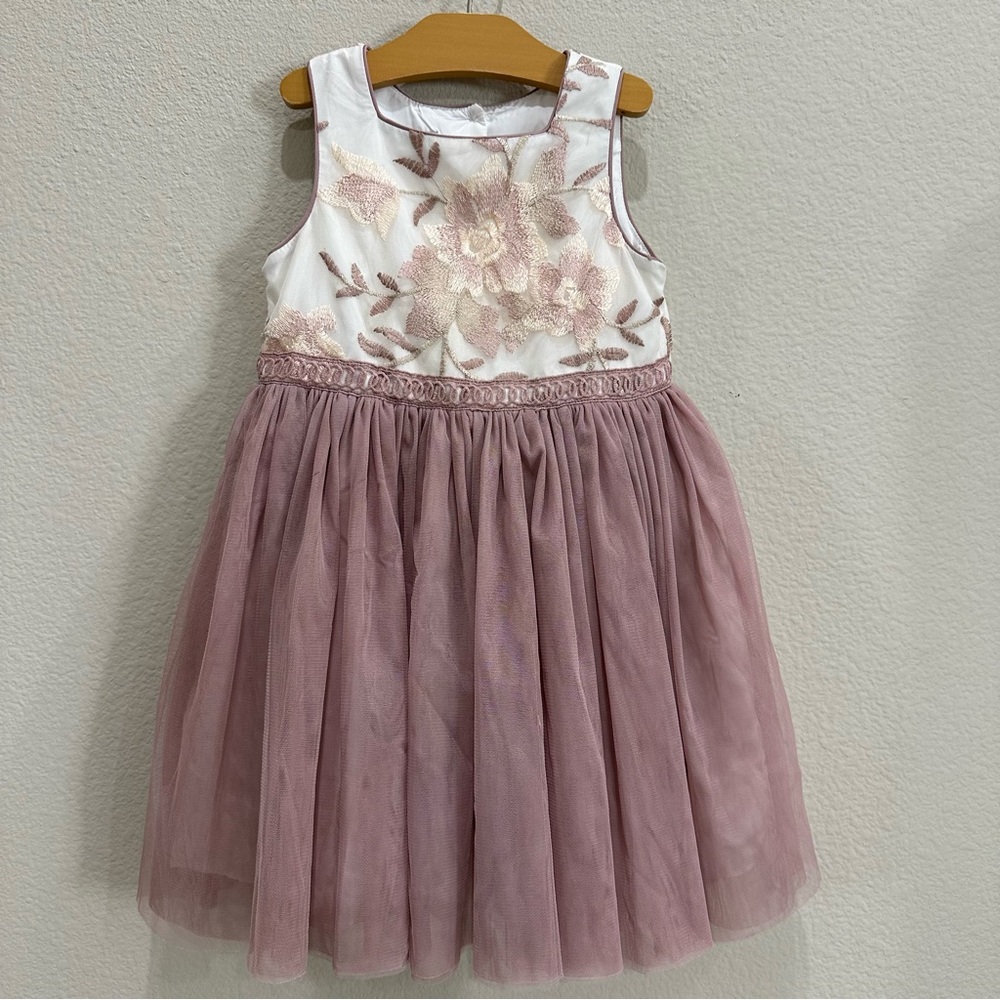 Pippa & Julie Pink Embroidered Floral Kids Dress